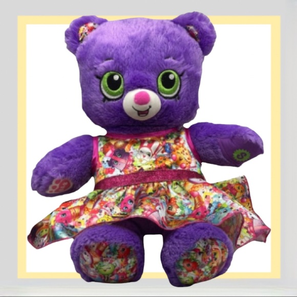 Build a Bear Shopkins Purple Plush Bear With Dress 17" - Picture 1 of 12